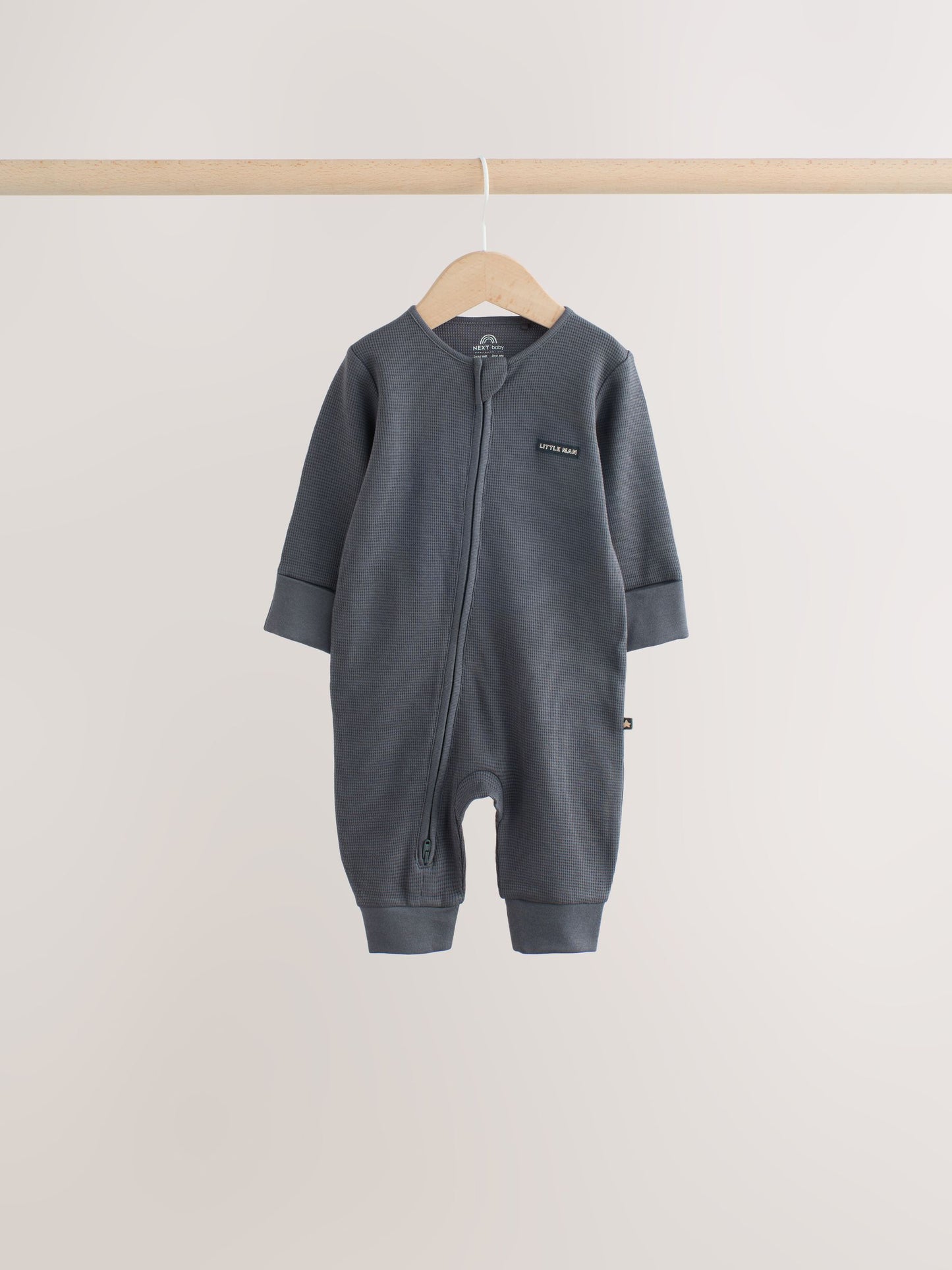 Neutral Sage Waffle Two Way Zip Baby Sleepsuits 4 Pack (0mths-3yrs) image 3