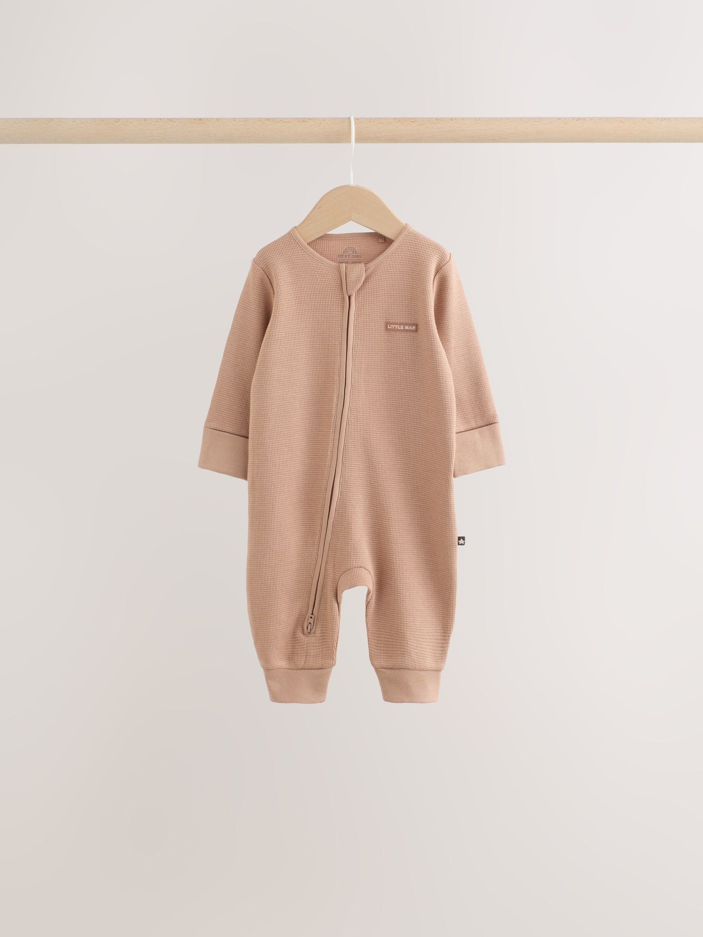Neutral Sage Waffle Two Way Zip Baby Sleepsuits 4 Pack (0mths-3yrs) image 5