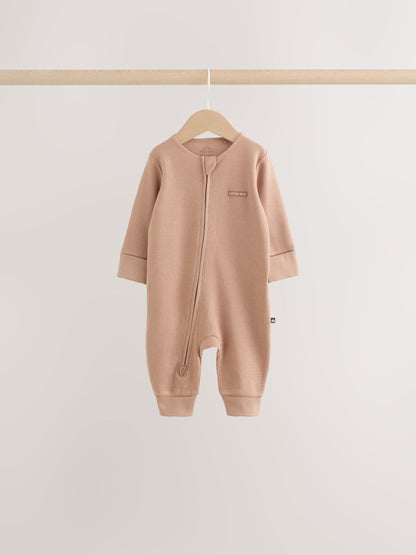 Neutral Sage Waffle Two Way Zip Baby Sleepsuits 4 Pack (0mths-3yrs) image 5
