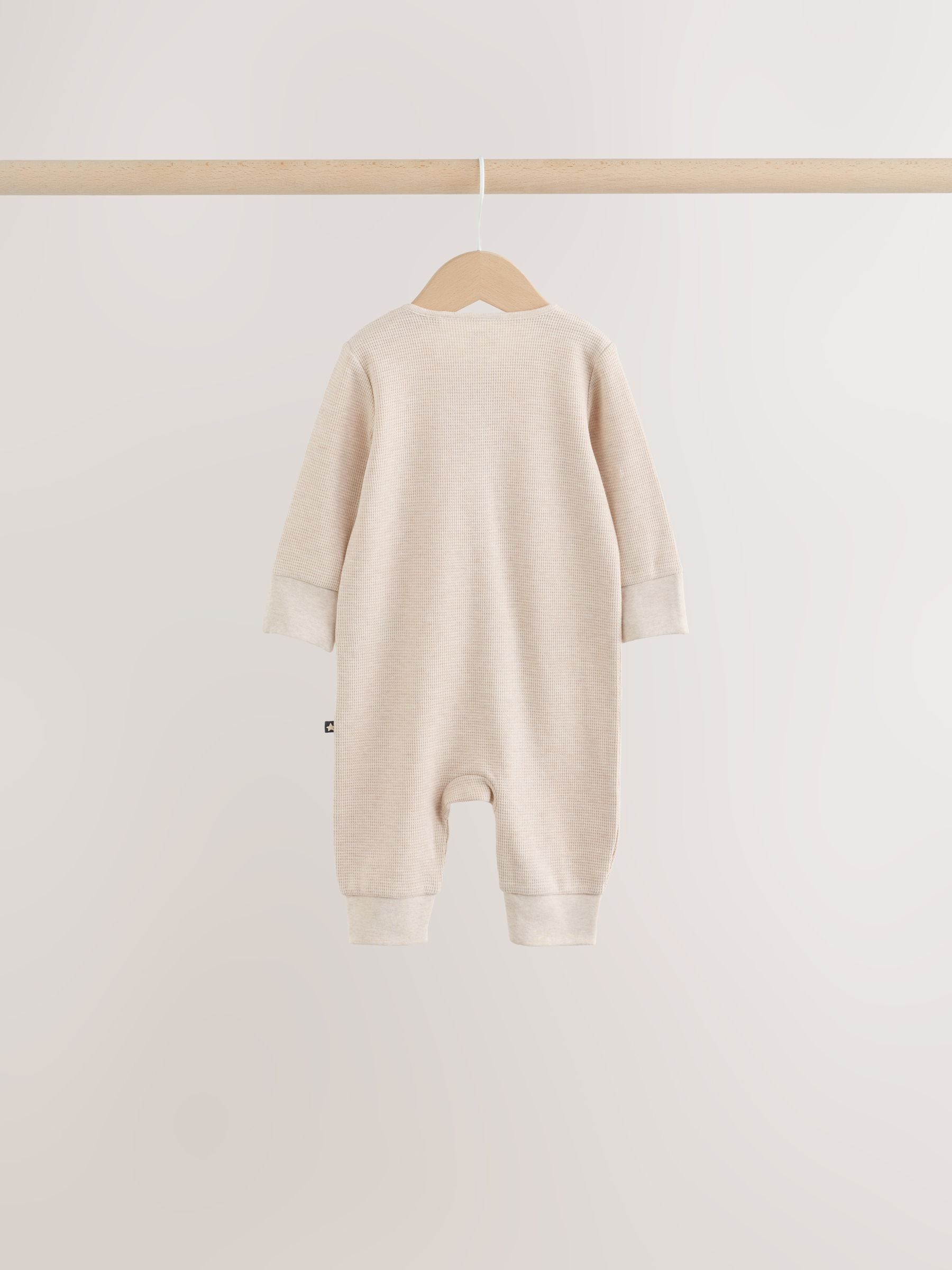 Neutral Sage Waffle Two Way Zip Baby Sleepsuits 4 Pack (0mths-3yrs) image 7