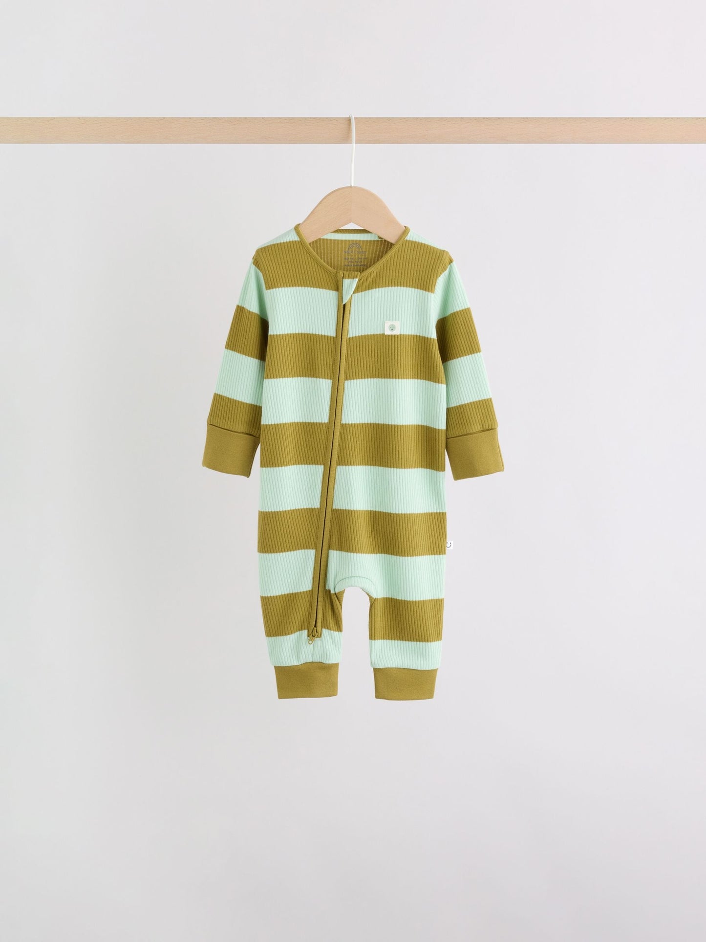 Blue/Green Stripe Two Way Zip Baby Sleepsuits 4 Pack (0mths-3yrs) image 6