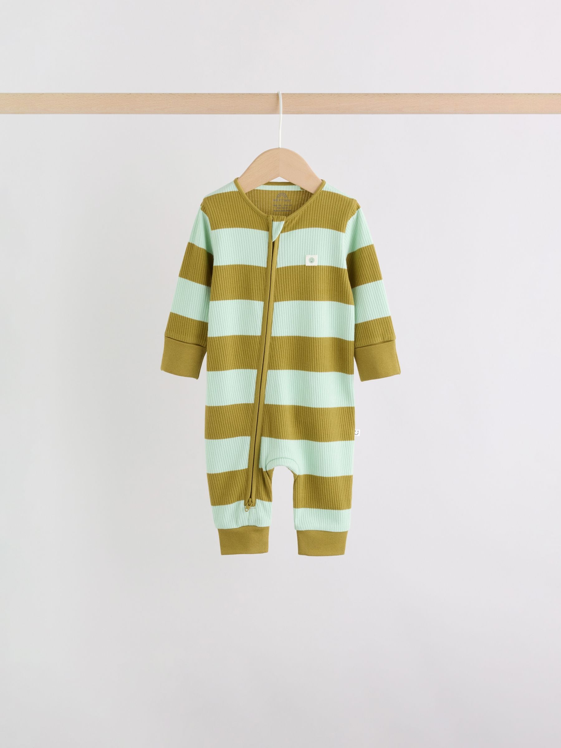 Blue/Green Stripe Two Way Zip Baby Sleepsuits 4 Pack (0mths-3yrs) image 6