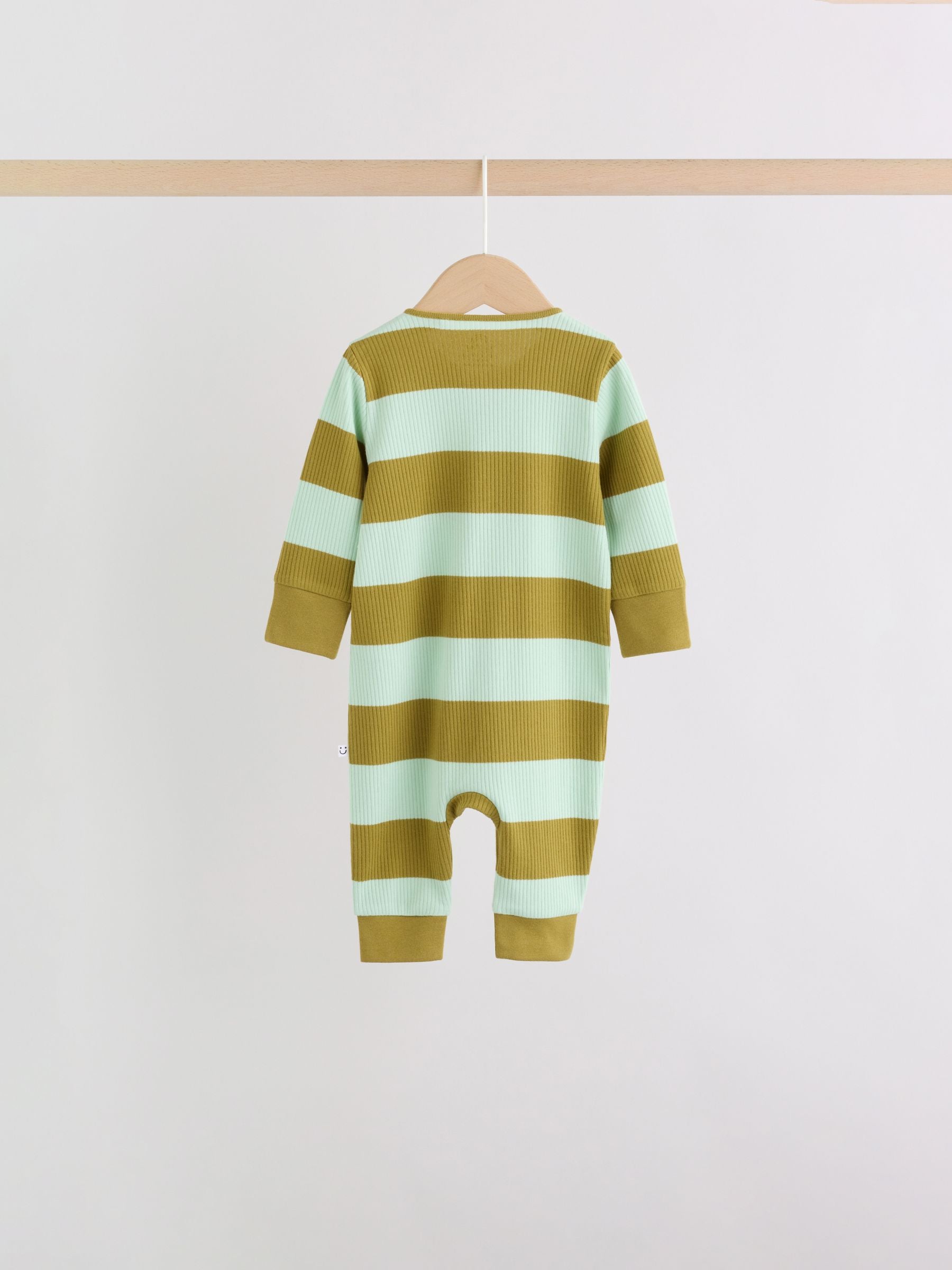 Blue/Green Stripe Two Way Zip Baby Sleepsuits 4 Pack (0mths-3yrs) image 7