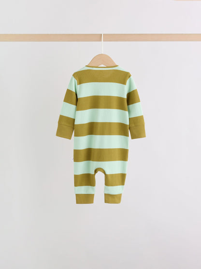 Blue/Green Stripe Two Way Zip Baby Sleepsuits 4 Pack (0mths-3yrs) image 7