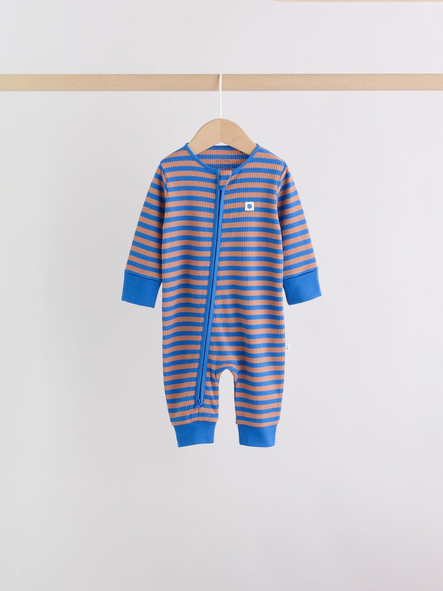 Blue/Green Stripe Two Way Zip Baby Sleepsuits 4 Pack (0mths-3yrs) image 8