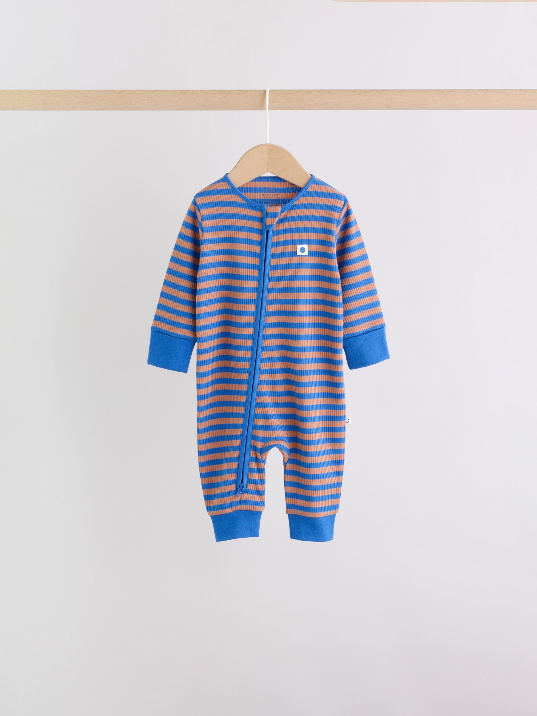 Blue/Green Stripe Two Way Zip Baby Sleepsuits 4 Pack (0mths-3yrs) image 8
