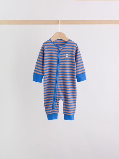 Blue/Green Stripe Two Way Zip Baby Sleepsuits 4 Pack (0mths-3yrs) image 8