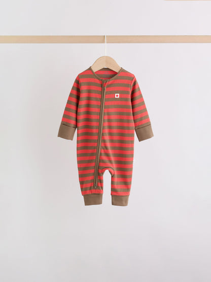 Blue/Green Stripe Two Way Zip Baby Sleepsuits 4 Pack (0mths-3yrs) image 9