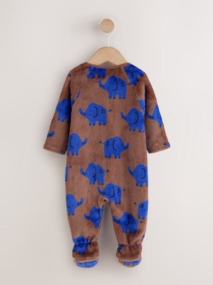 Brown Elephant Fleece Baby Sleepsuit image 2