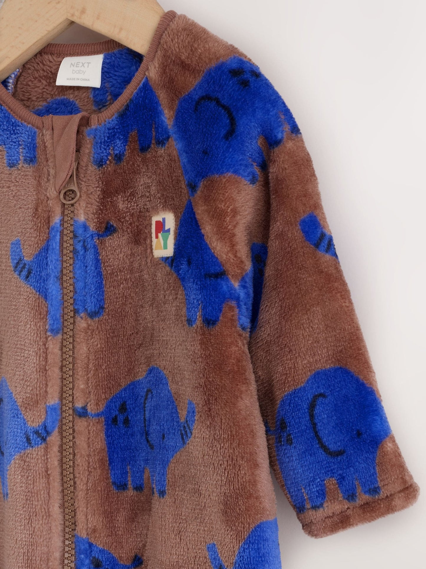 Brown Elephant Fleece Baby Sleepsuit image 3