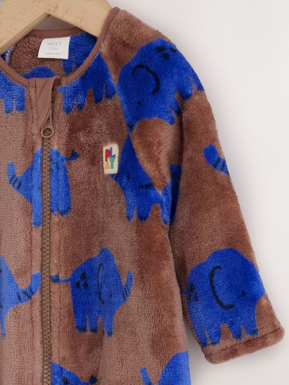 Brown Elephant Fleece Baby Sleepsuit image 3