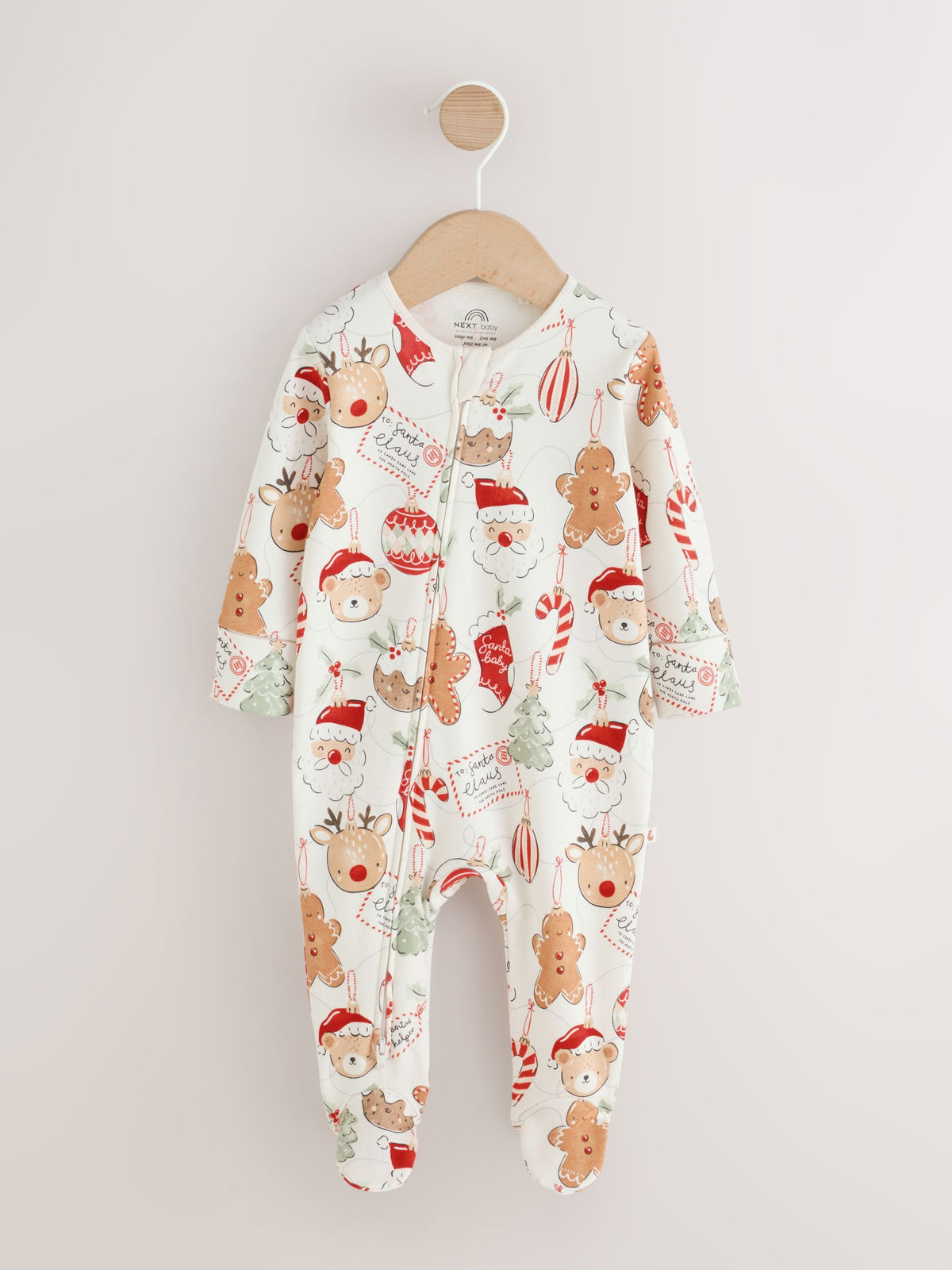 Dsiney Kidz - Neutral Bauble Two Way Zip Baby Christmas Sleepsuit (0mths-3yrs) image 1