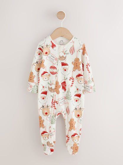 Dsiney Kidz - Neutral Bauble Two Way Zip Baby Christmas Sleepsuit (0mths-3yrs) image 1