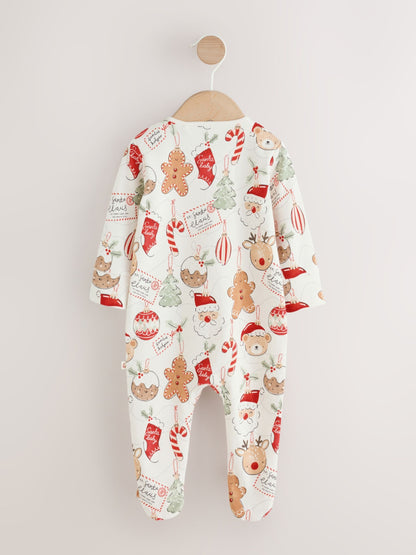 Dsiney Kidz - Neutral Bauble Two Way Zip Baby Christmas Sleepsuit (0mths-3yrs) image 2