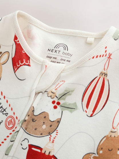 Dsiney Kidz - Neutral Bauble Two Way Zip Baby Christmas Sleepsuit (0mths-3yrs) image 4