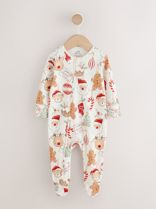 Dsiney Kidz - Neutral Bauble Two Way Zip Baby Christmas Sleepsuit (0mths-3yrs) image 1