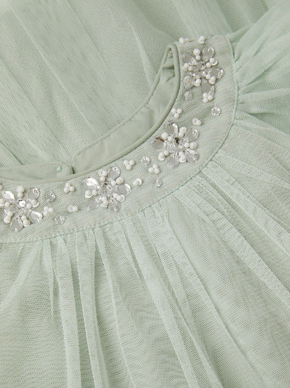 Monsoon Green Anastasia Embellished Tulle Party Dress image 3