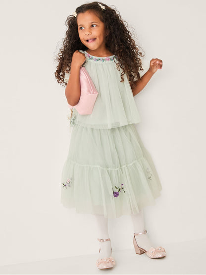 Monsoon Green Amina Floral Tulle Top & Skirt Set image 1