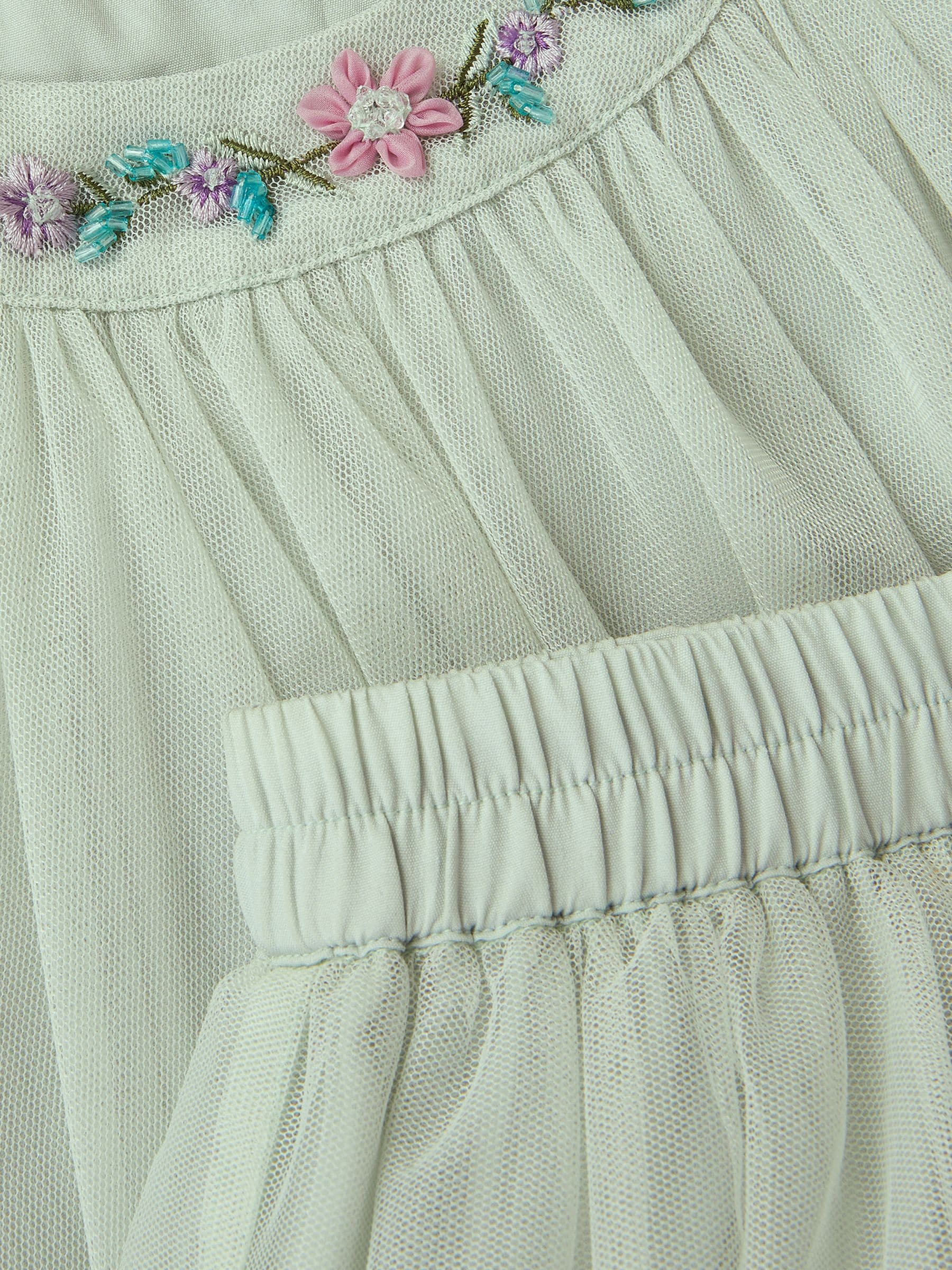 Monsoon Green Amina Floral Tulle Top & Skirt Set image 4