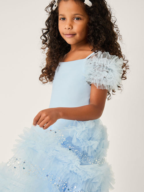 Dsiney Kidz - Monsoon Blue Nyla Embellished Ruffle Party Dress image 1