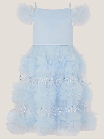 Monsoon Blue Nyla Embellished Ruffle Party Dress image 2