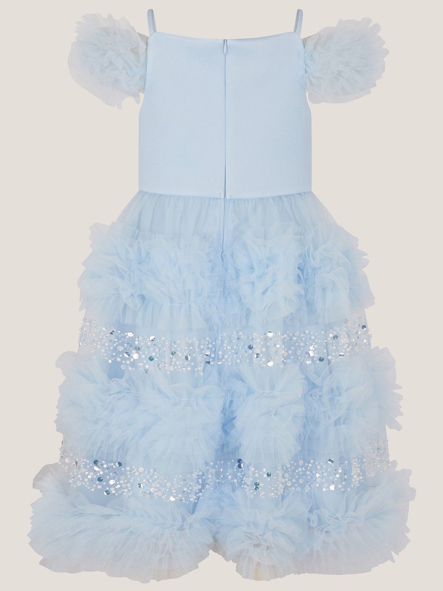 Monsoon Blue Nyla Embellished Ruffle Party Dress image 3