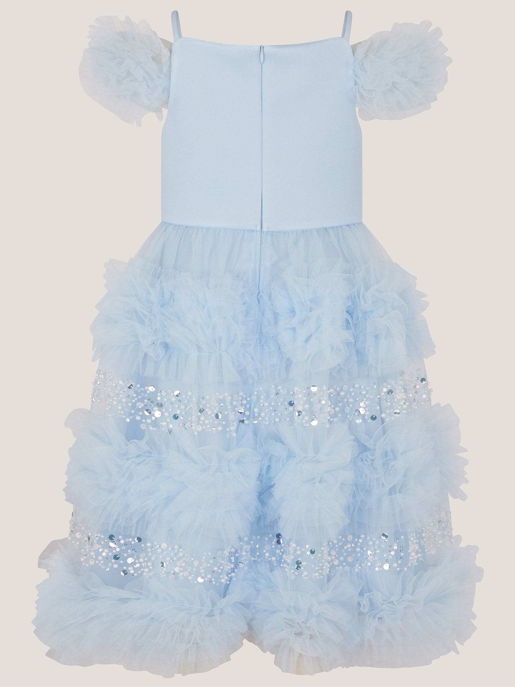 Monsoon Blue Nyla Embellished Ruffle Party Dress image 3