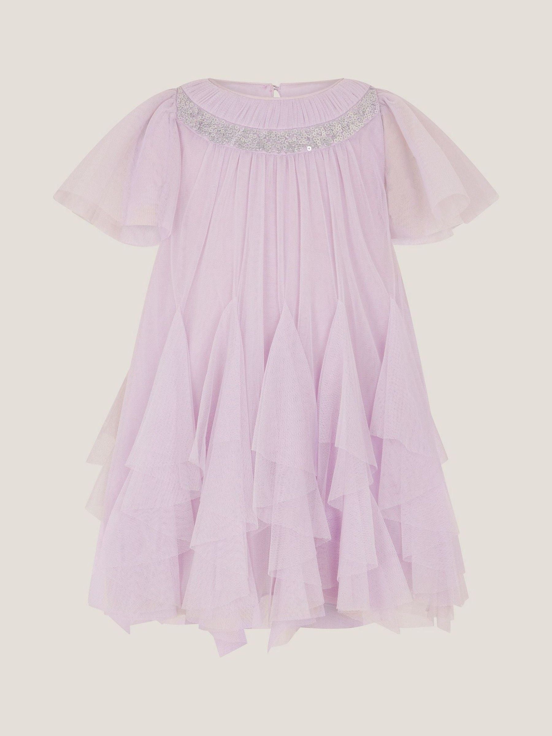 Monsoon Lilac Purple Nessa Sparkle Collar Waterfall Dress image 2
