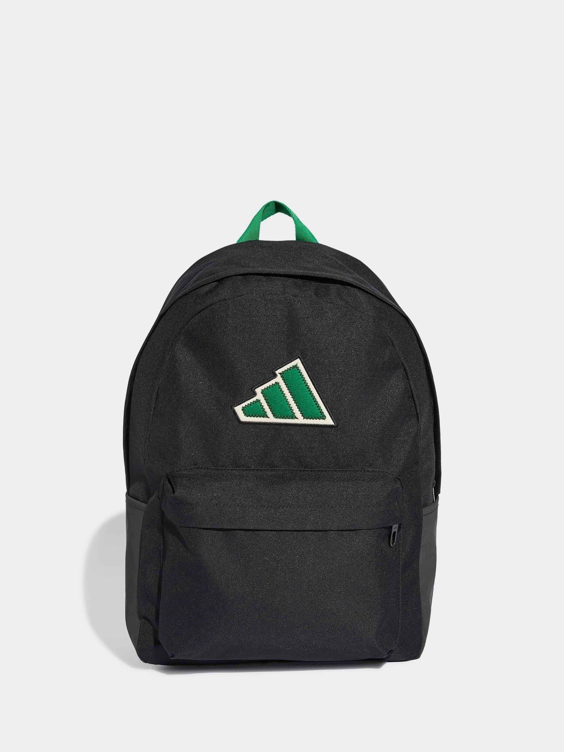 adidas Black/Green Essentials Logo Backpack image 1