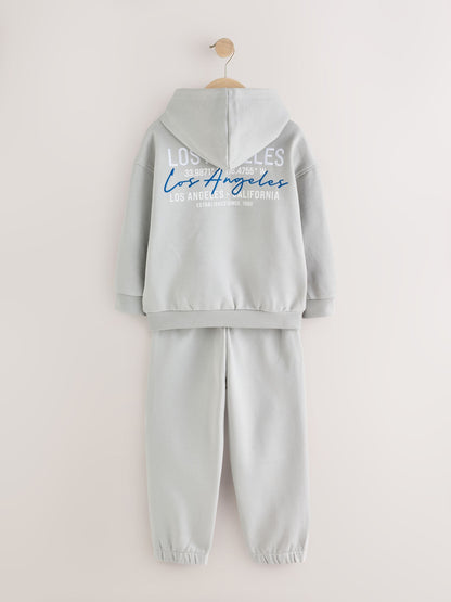 Dsiney Kidz - Grey Back Print Relaxed Fit Heavy Weight Hoody Jogger Set (3-16yrs) image 3