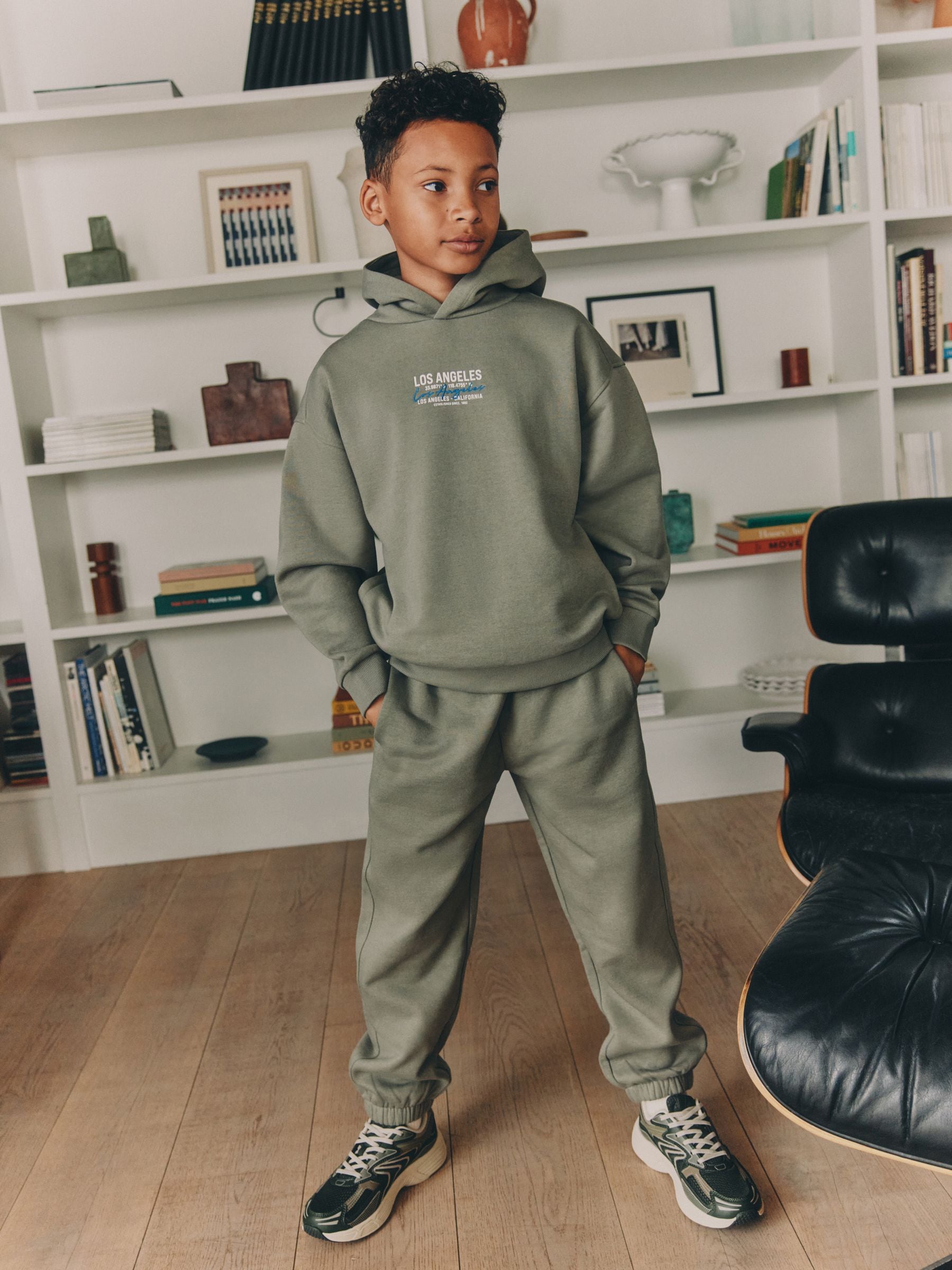 Dsiney Kidz - Soft Green Back Print Relaxed Fit Heavy Weight Hoody Jogger Set (3-16yrs) image 1