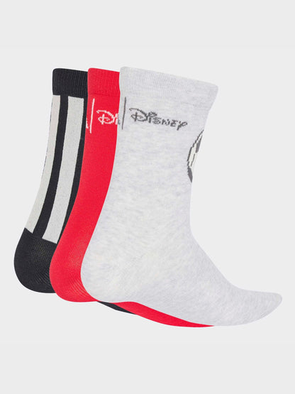 adidas Black/Red Kids' x Disney Mickey Mouse Crew Socks 3 Pack image 2