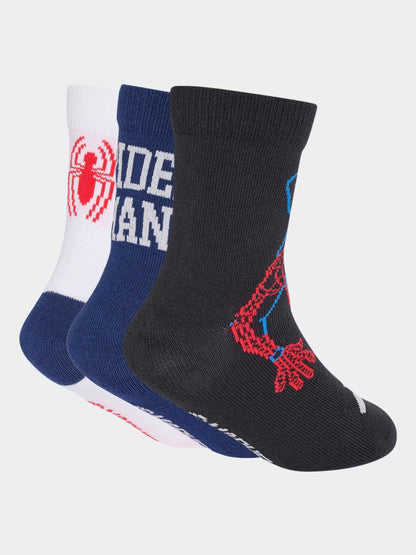 adidas Black/Navy Kids x Marvel Spider-Man Crew Socks 3 Pack image 1