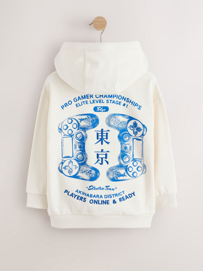 Dsiney Kidz - Cream Controller Regular Fit Older Graphic Print Hoodie (3-16yrs) image 2