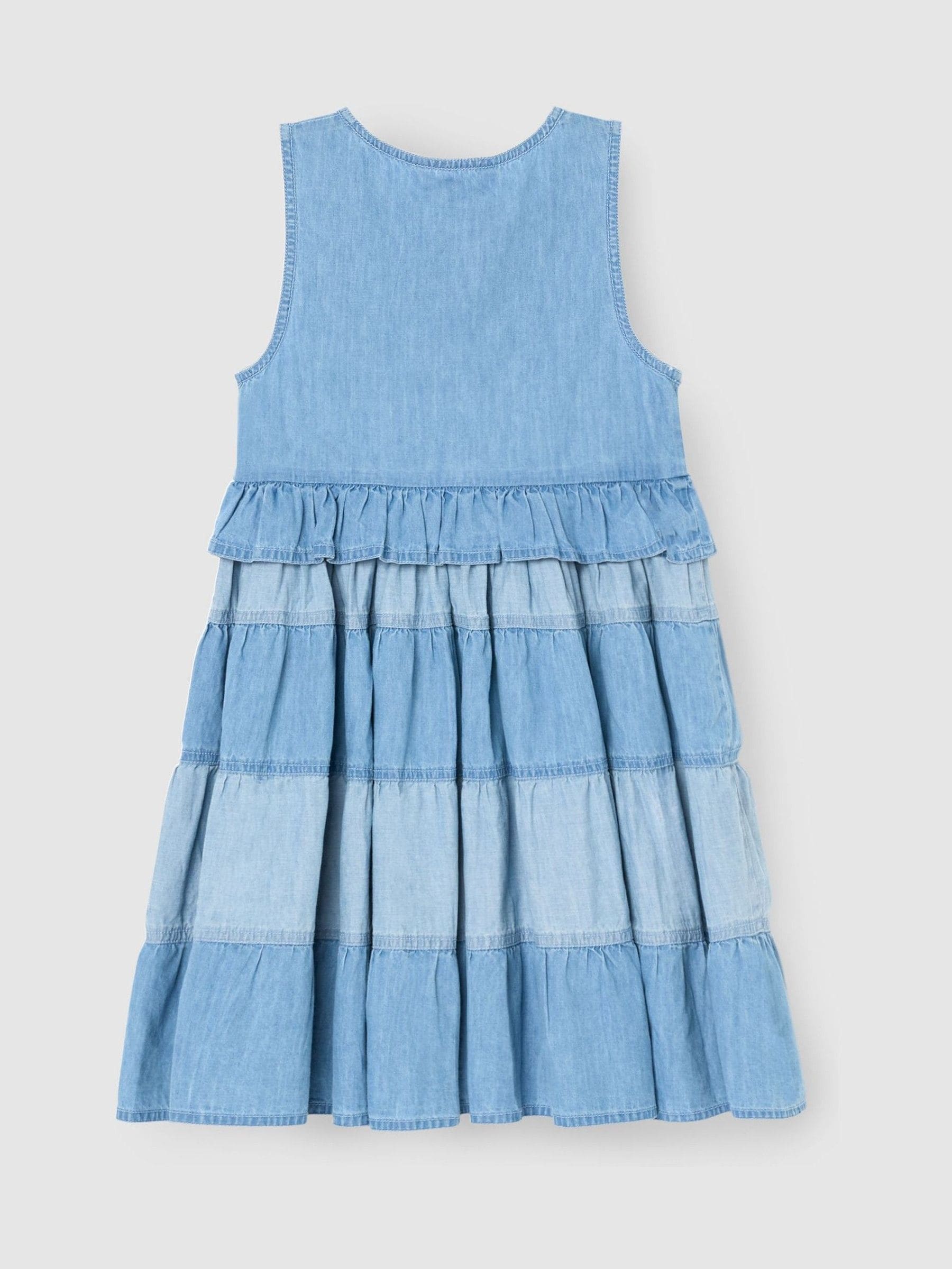 Angel & Rocket Blue Hannah Tie Detail Tiered Denim Dress image 8