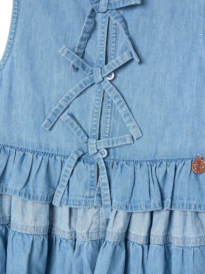 Angel & Rocket Blue Hannah Tie Detail Tiered Denim Dress image 9