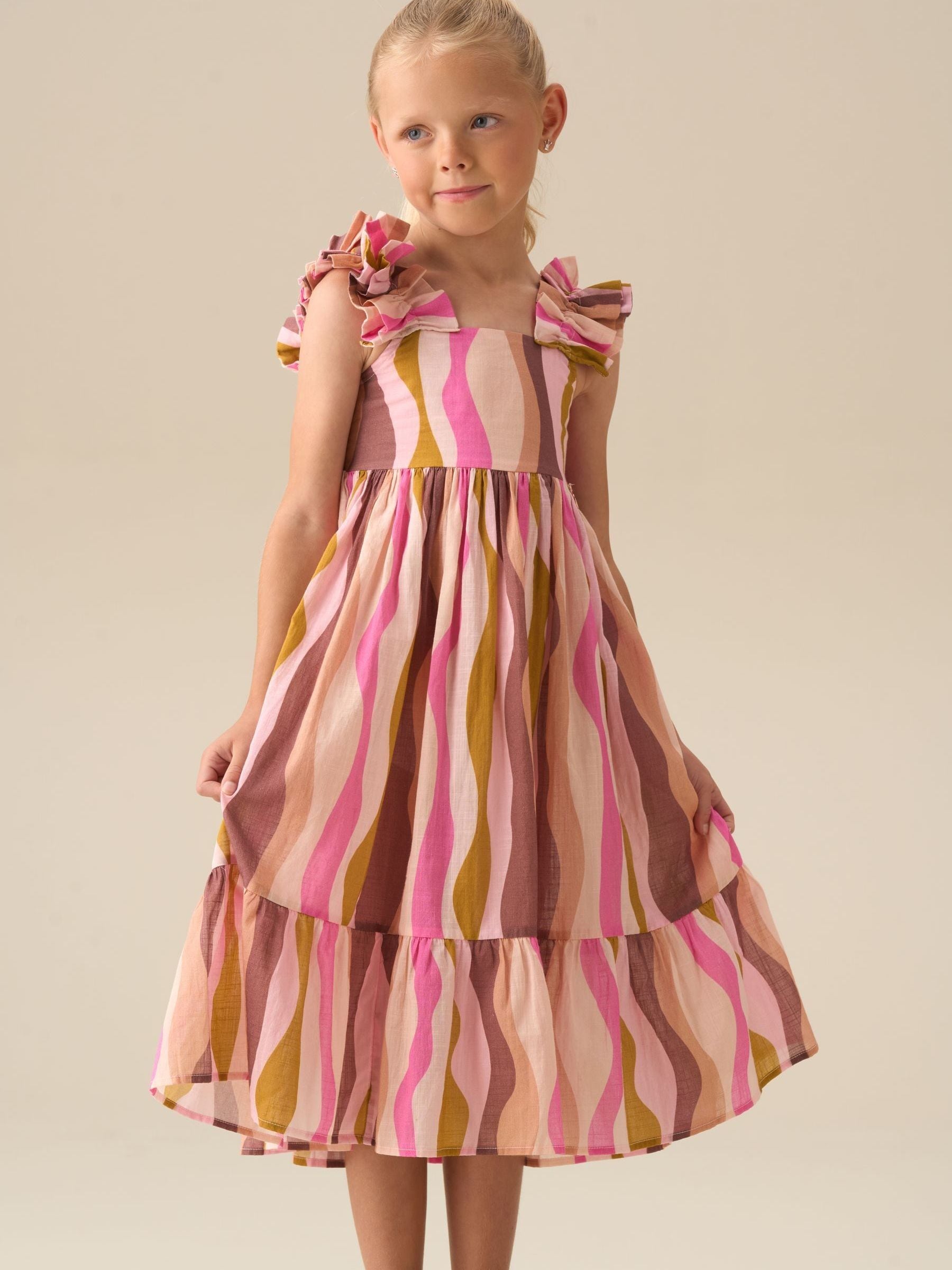 Angel & Rocket Pink Marley Wave Print Maxi Dress image 1