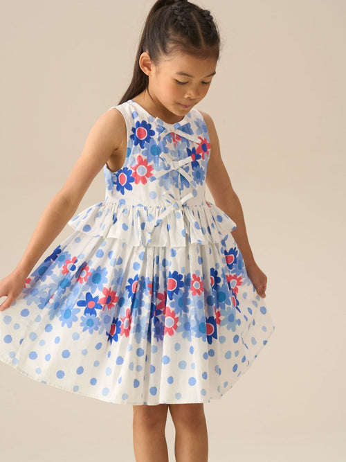 Dsiney Kidz - Angel & Rocket White Anais Spot Floral Print Tie Detail Dress image 1