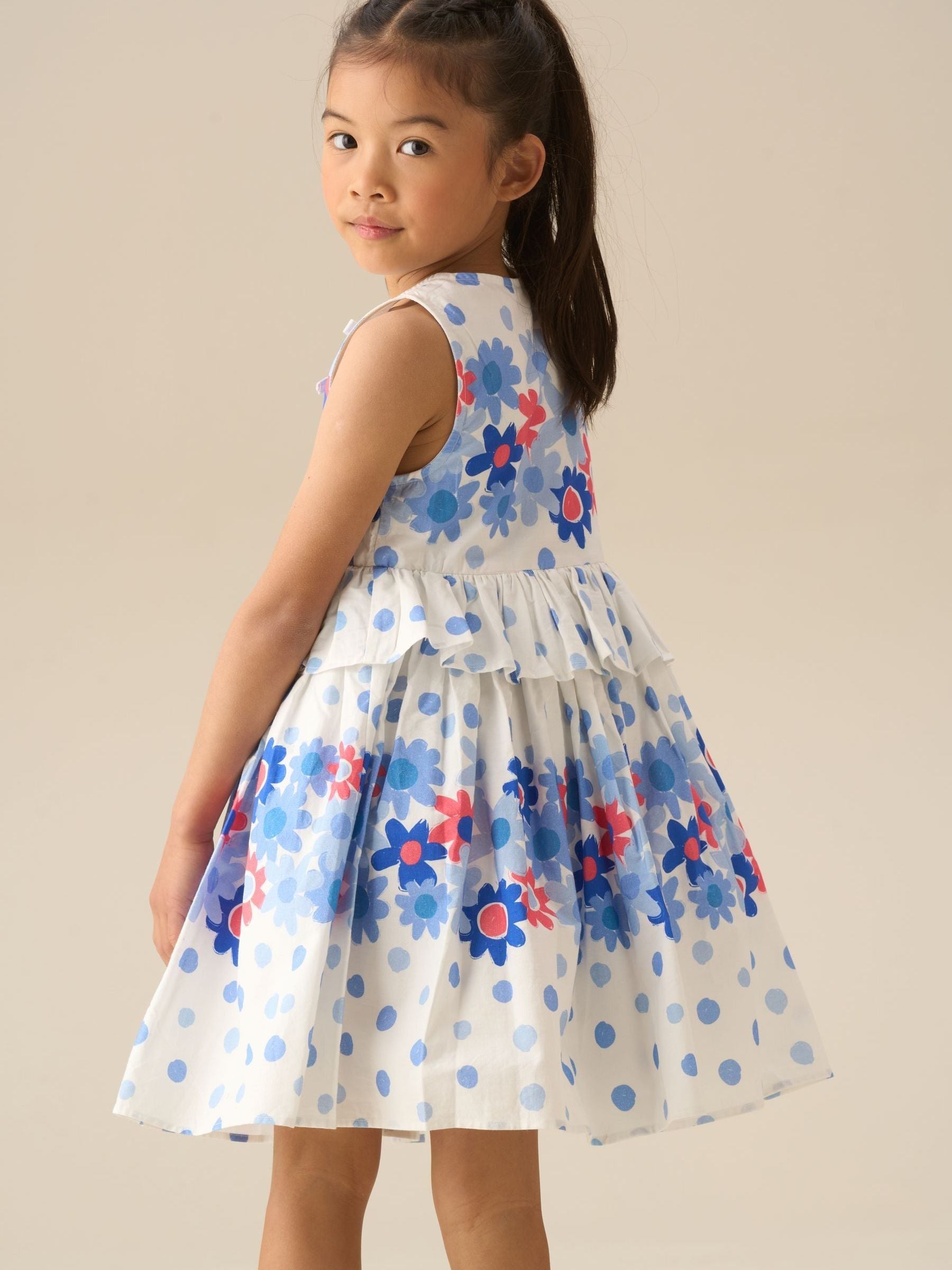 Angel & Rocket White Anais Spot Floral Print Tie Detail Dress image 3