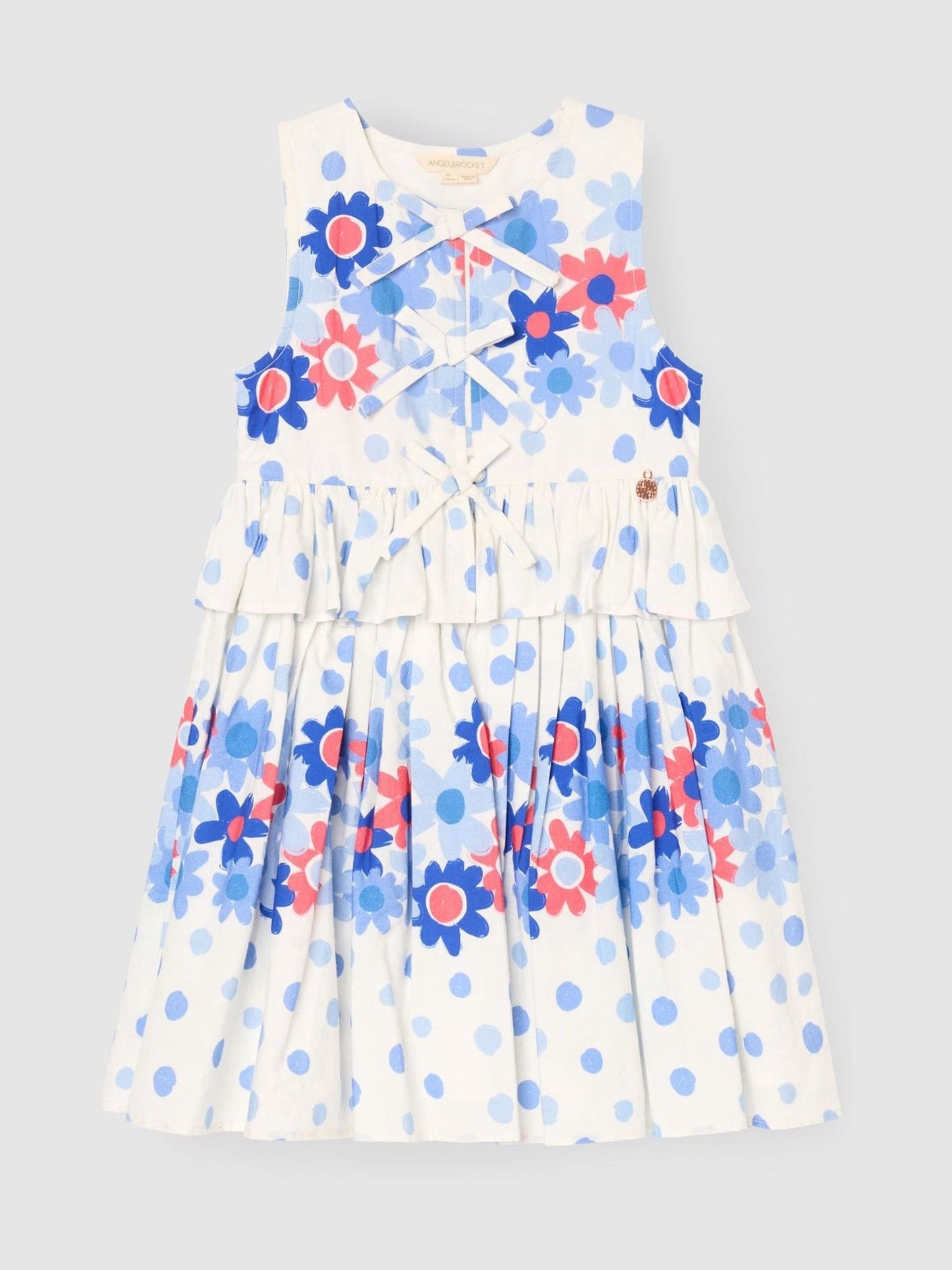 Angel & Rocket White Anais Spot Floral Print Tie Detail Dress image 4