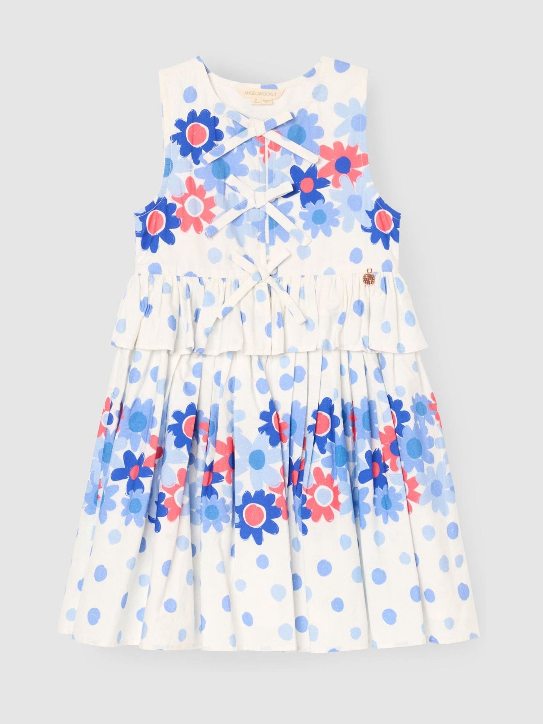 Angel & Rocket White Anais Spot Floral Print Tie Detail Dress image 4