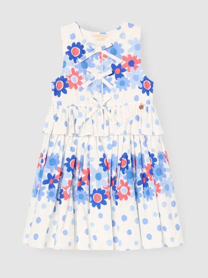 Angel & Rocket White Anais Spot Floral Print Tie Detail Dress image 4