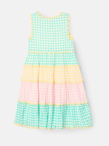 Angel & Rocket Yellow Ginny Pastel Gingham Bow Waist Dress image 6