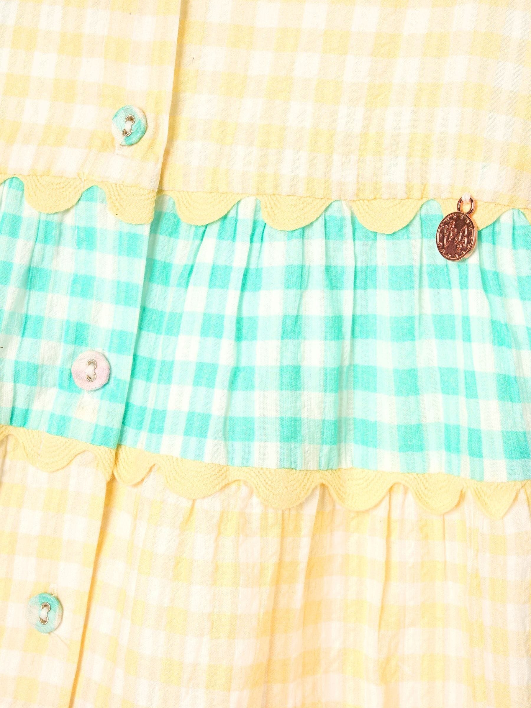 Angel & Rocket Yellow Ginny Pastel Gingham Bow Waist Dress image 7