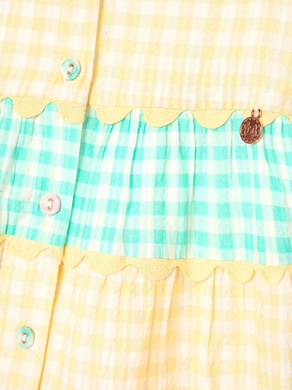 Angel & Rocket Yellow Ginny Pastel Gingham Bow Waist Dress image 7