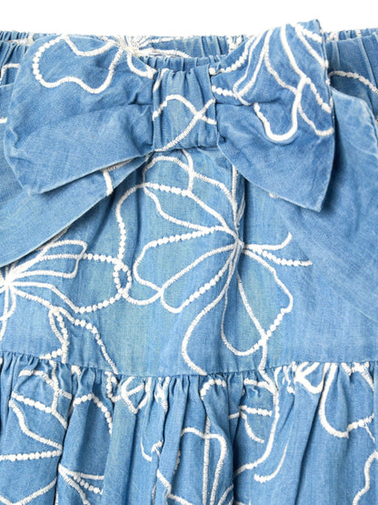 Dsiney Kidz - Angel & Rocket Blue Maya Embroidered Denim Bow Skirt image 6