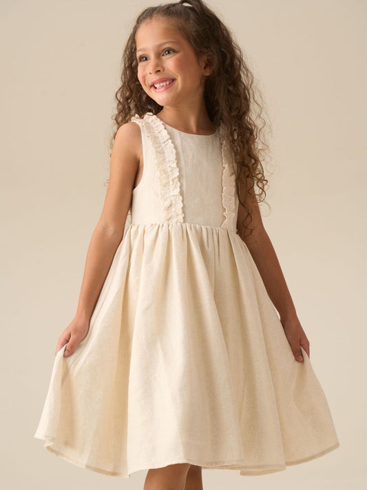 Angel & Rocket Natural Ava Metallic Shimmer Lace Trim Dress image 1