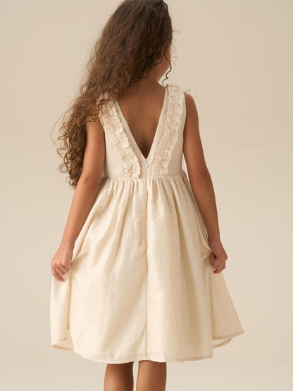 Angel & Rocket Natural Ava Metallic Shimmer Lace Trim Dress image 2