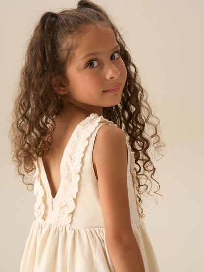 Angel & Rocket Natural Ava Metallic Shimmer Lace Trim Dress image 3