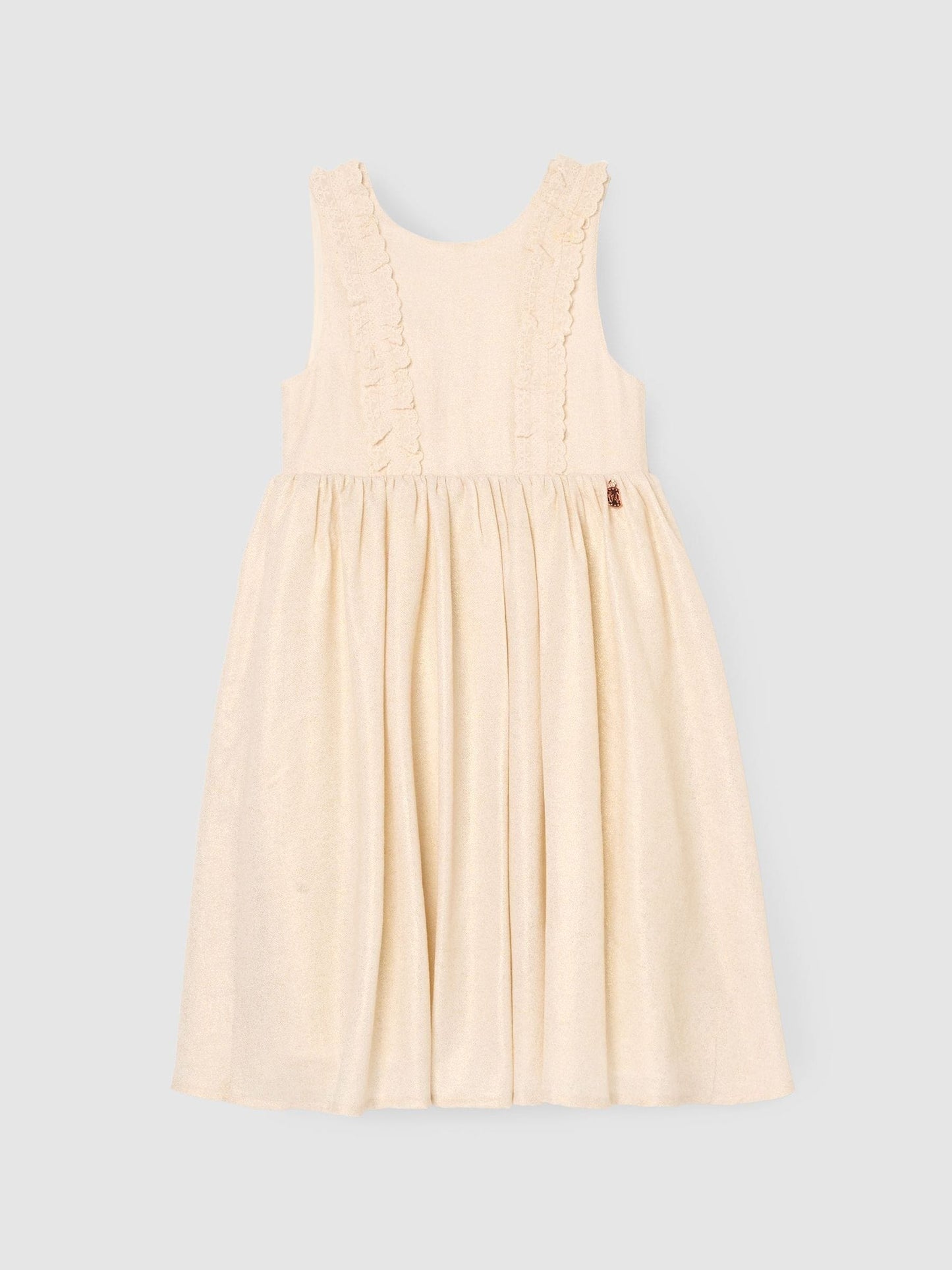 Angel & Rocket Natural Ava Metallic Shimmer Lace Trim Dress image 5